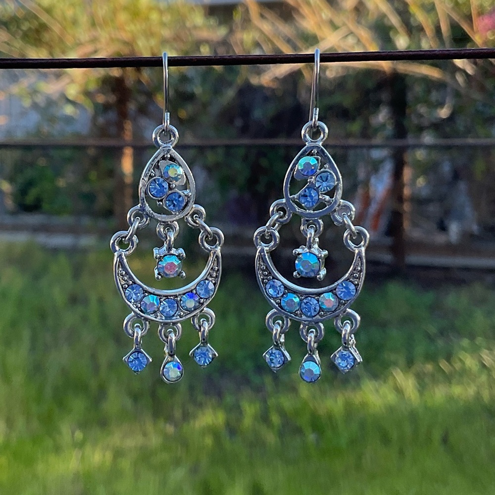 “New” Vintage Austrian Crystal Earrings.  2 Inch Drop.
